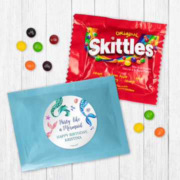 Personalized Kids Birthday Mermaid Tails Skittles Favor Bag