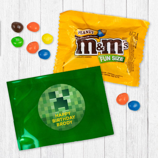 Personalized Kids Birthday Creeper Craft Peanut M&Ms Favor Bag