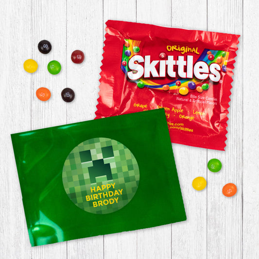 Personalized Kids Birthday Creeper Craft Skittles Favor Bag