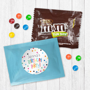 Personalized Kids Birthday Polka Dots Candy Favor Bag - M&Ms or Skittles