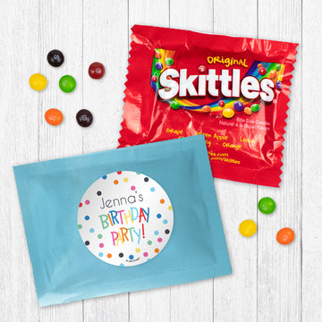 Personalized Kids Birthday Polka Dots Skittles Favor Bag