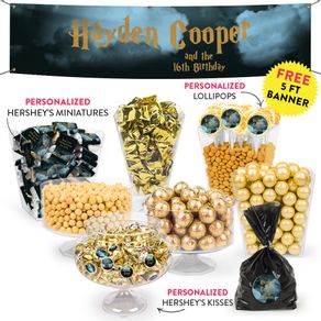 Personalized Kids Birthday Harry Potter Wizzardly Wishes Themed Deluxe Candy Buffet