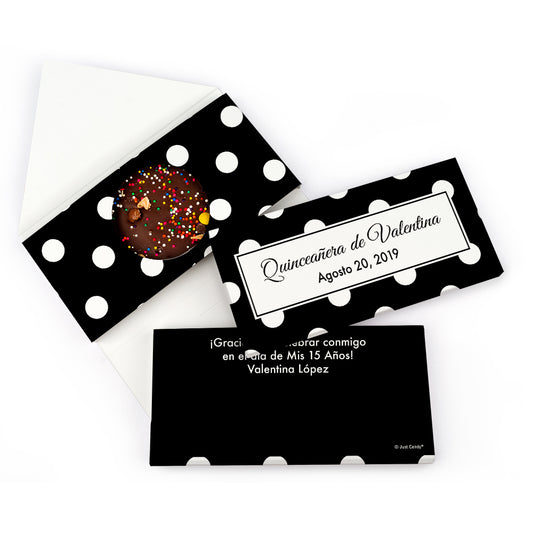 Personalized Quinceanera Lunares Gourmet Infused Belgian Chocolate Bars (3.5oz)
