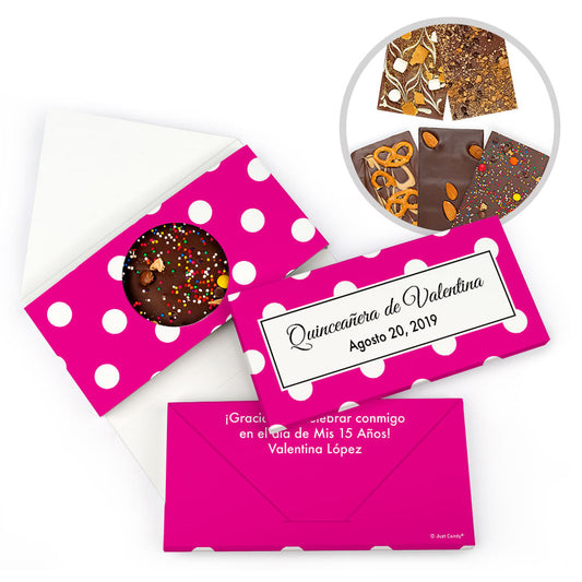 Personalized Quinceanera Lunares Gourmet Infused Belgian Chocolate Bars (3.5oz)
