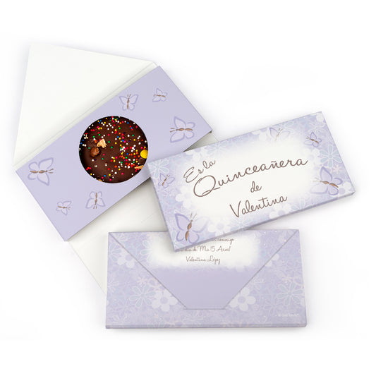 Personalized Quinceanera Jardn de Mariposas Gourmet Infused Belgian Chocolate Bars (3.5oz)