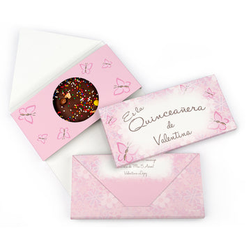 Personalized Quinceanera Jardn de Mariposas Gourmet Infused Belgian Chocolate Bars (3.5oz)