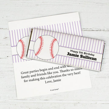 Birthday Personalized Chocolate Bar Wrappers Baseball Party