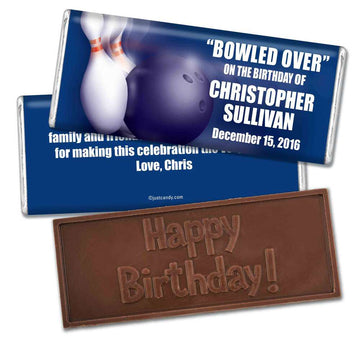 Birthday Personalized Embossed Chocolate Bar Bowling