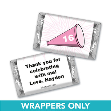 Birthday Personalized Hershey's Miniatures Wrappers Sweet 16 Cheer