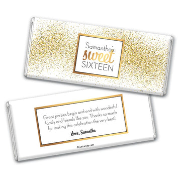 Personalized Sweet 16 Shower of Gold Hershey's Milk Chocolate Bar & Wrapper