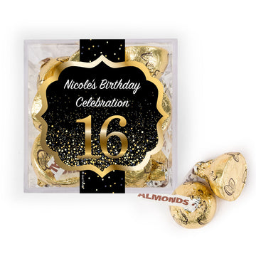 Personalized Sweet 16 Elegant Birthday Bash JUST CANDY favor cube with Hershey's Kisses
