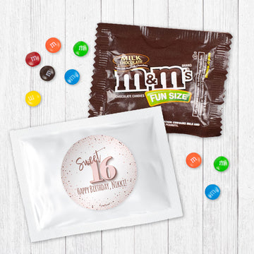 Personalized Sweet 16 Confretti Celebration Candy Favor Bag - M&Ms or Skittles