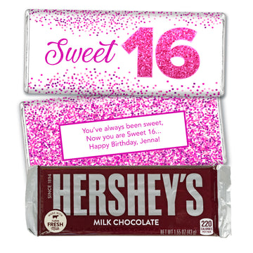 Personalized Sweet 16 Pink Confetti Hershey's Milk Chocolate Bar