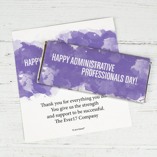 Administrative Professionals Day Personalized Chocolate Bar Wrappers Watercolor Blots