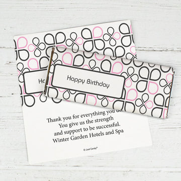 Birthday Personalized Chocolate Bar Wrappers Infinity Clover Pattern