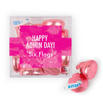 Personalized Happy Admin Day JUST CANDY favor cube with Hershey's Kisses