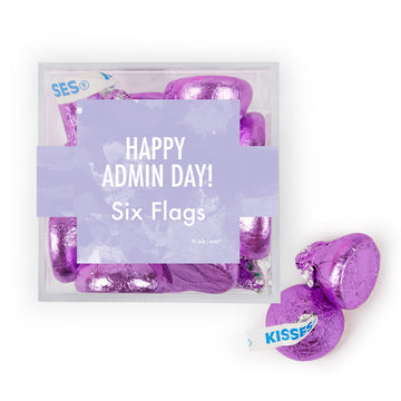 Personalized Happy Admin Day JUST CANDY favor cube with Hershey's Kisses