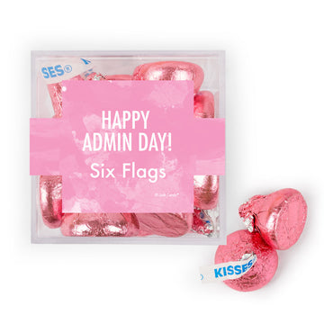Personalized Happy Admin Day JUST CANDY favor cube with Hershey's Kisses