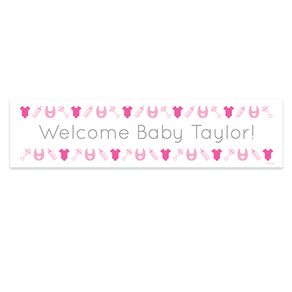 Personalized Welcome Girl Baby Announcement 5 Ft. Banner