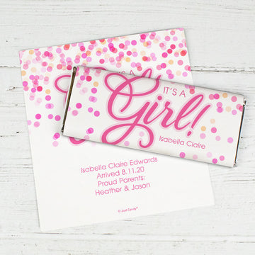Personalized Bubbles Baby Girl Birth Announcement Hershey's Chocolate Bar Wrappers