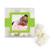 Personalized Girl Birth Announement Hello World! JUST CANDY favor cube with Sugar Sanded Gummy Bears