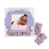 Personalized Girl Birth Announement Hello World! JUST CANDY favor cube with Sugar Sanded Gummy Bears