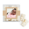 Personalized Girl Birth Announement Hello World! JUST CANDY favor cube with Sugar Sanded Gummy Bears