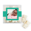 Personalized Girl Birth Announement Hello World! JUST CANDY favor cube with Sugar Sanded Gummy Bears