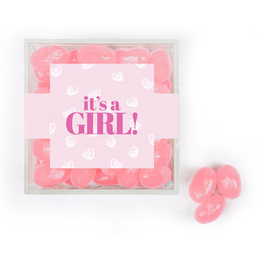 Personalized It's A Girl! JUST CANDY favor cube with Jelly Belly Jelly Beans