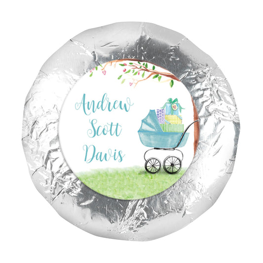Birth Announcement Boy Baby Announcements 1.25" Stickers (48 Stickers)