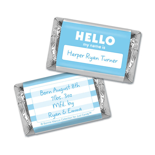 Bonnie Marcus Collection Personalized Photo Hershey's Miniatures Wrappers Name Tag Boy Birth Announcement