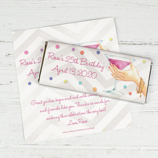Bonnie Marcus Collection Personalized Chocolate Bar Wrappers Birthday Wrappers Here's to You