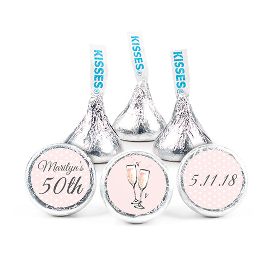 Personalized Birthday Bubbly Party Pink 3/4" Stickers (108 Stickers)