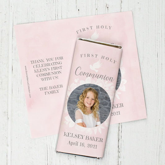 Personalized Bonnie Marcus Girl First Communion Darling Roses Chocolate Bar Wrappers Only