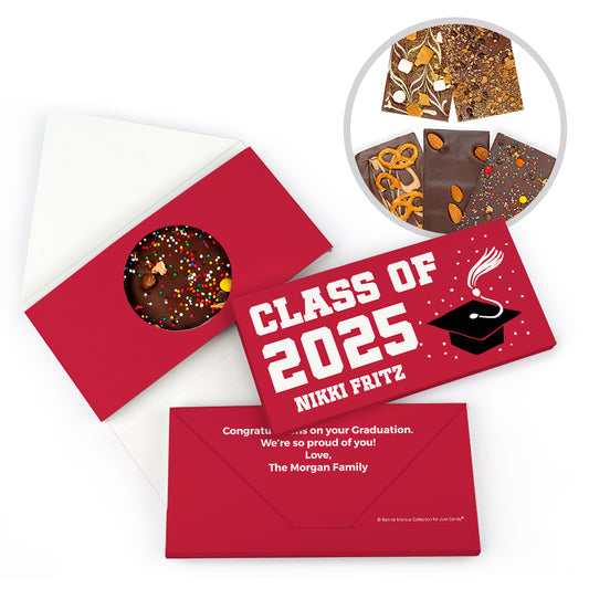 Personalized Bonnie Marcus Grad Cap Graduation Gourmet Infused Belgian Chocolate Bars (3.5oz)