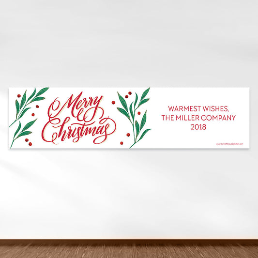 Personalized Bonnie Marcus Christmas Holly-day Joy 5 Ft. Banner