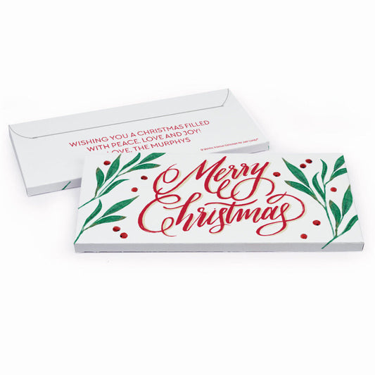 Deluxe Personalized Holly-day Joy Christmas Candy Bar Favor Box