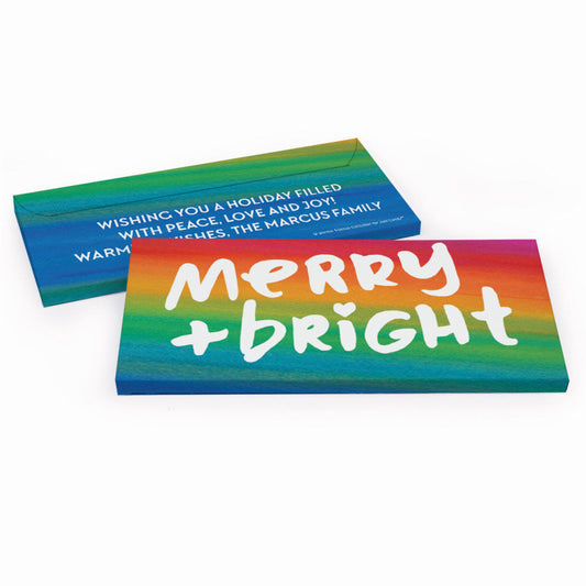 Deluxe Personalized Merry & Bright Christmas Candy Bar Favor Box