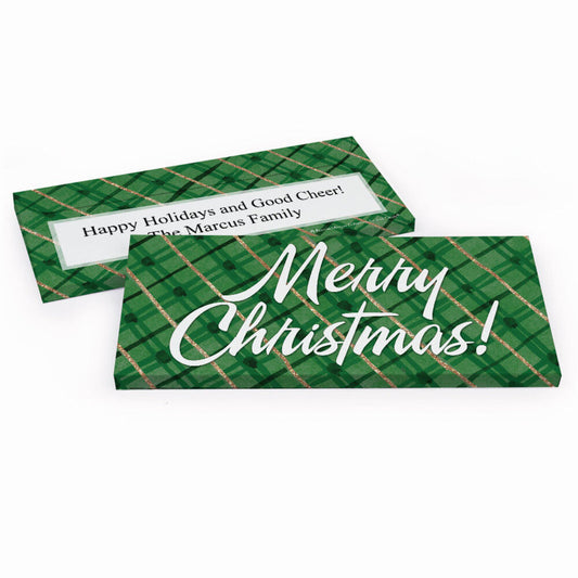 Deluxe Personalized Classical Christmas Candy Bar Favor Box
