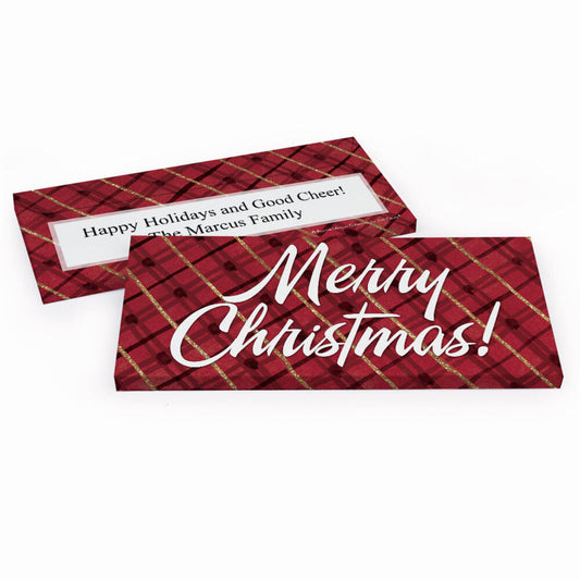Deluxe Personalized Classical Christmas Candy Bar Favor Box