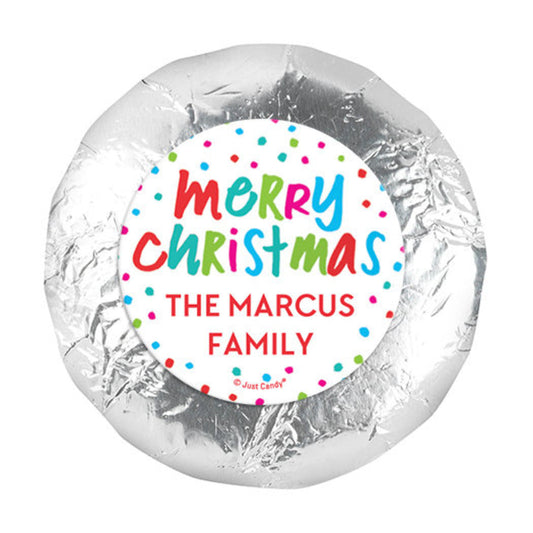 Personalized Christmas Polkadot Party 1.25" Stickers (48 Stickers)