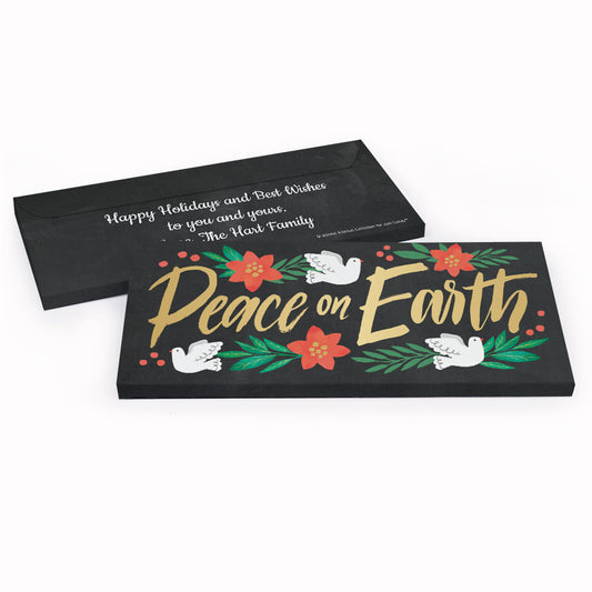 Deluxe Personalized Christmas Peace on Earth Candy Bar Favor Box