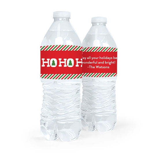 Personalized Christmas Ho Ho Ho's Water Bottle Sticker Labels (5 Labels)