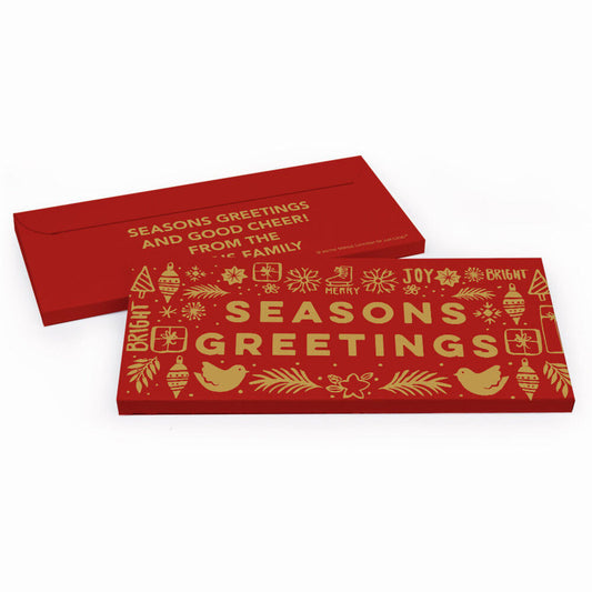 Deluxe Personalized Christmas Seasons Greetings Candy Bar Favor Box