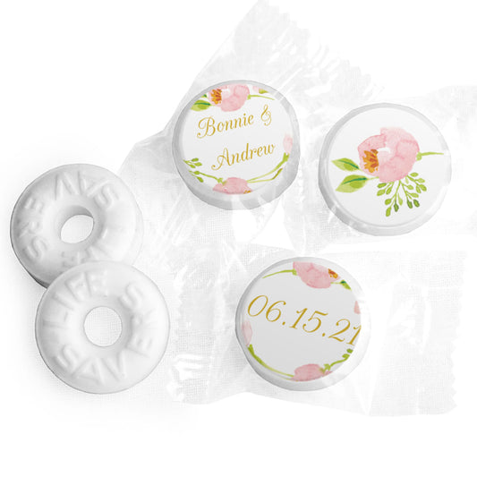 Personalized Bonnie Marcus Wedding Botanical Wreath Life Savers Mints