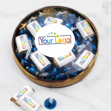 Add Your Logo Promotional Hershey's Kisses and Miniatures Gift Tin