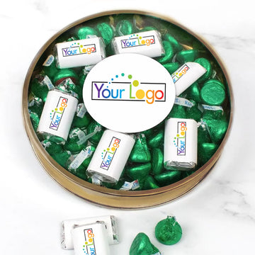 Add Your Logo Promotional Hershey's Kisses and Miniatures Gift Tin