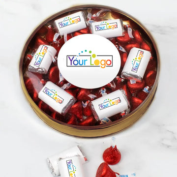 Add Your Logo Promotional Hershey's Kisses and Miniatures Gift Tin