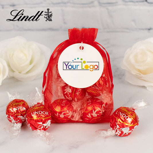 Personalized Add Your Logo Lindt Truffle Organza Bag