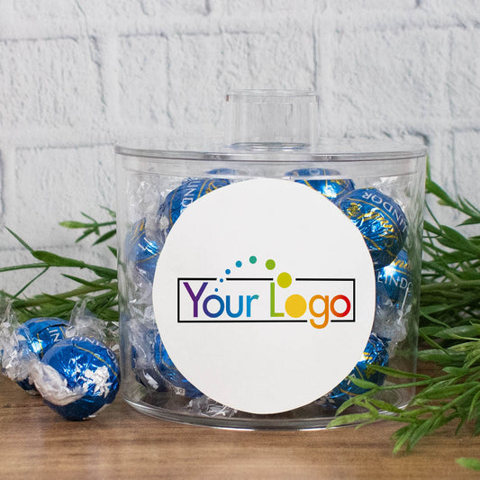 Custom Business Lindor Truffles Short Canister Gift - Add Your Logo